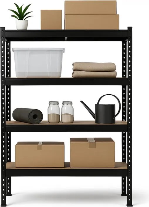 Akcia 3x Regál 180x160x50 cm profesionálny 4-policový, nosnosť 1200 kg - čierny