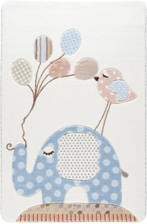 Detský svetlomodrý koberec Confetti Spotty Elephant, 133 × 190 cm