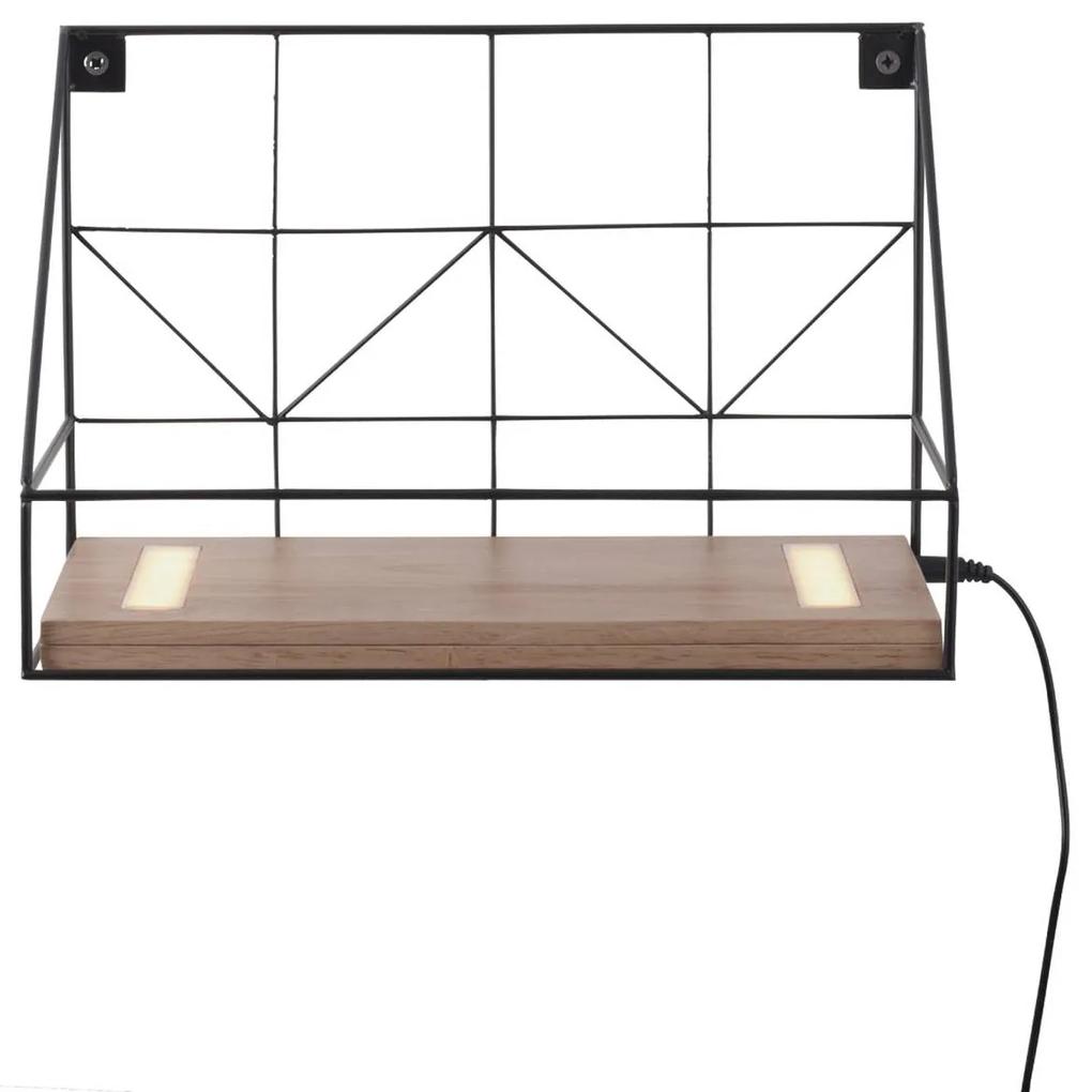 Nástenné LED svetlo Board + drevená polica 30x15cm