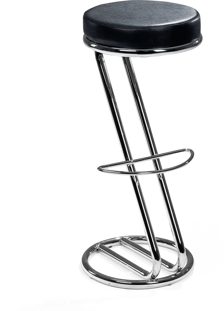 Barová stolička Baltimore, priemer sedáku 340 mm, čierna koženka
