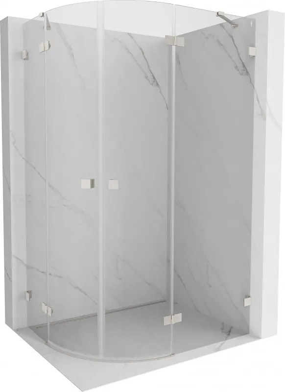 Mexen Lunar, pravý polkruhový sprchový kút 80 x 70 cm, 8mm číre sklo, oceľový profil, 833-080P-070L-97-00