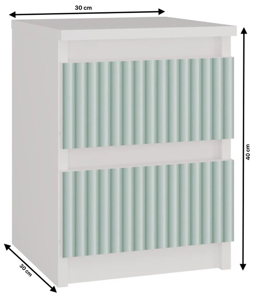 Detský nočný stolík MALWA M2 ARTESO bielo-zelený