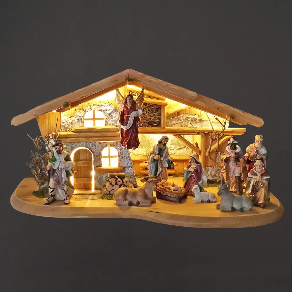 AMADEA Drevený betlehem s figúrkami 54 cm