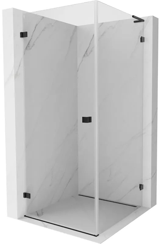 Mexen Lunar-B L výklopný sprchový kút ľavý 90 x 90 cm, číre sklo, čierna matná, 832L-090-090-70-00-L