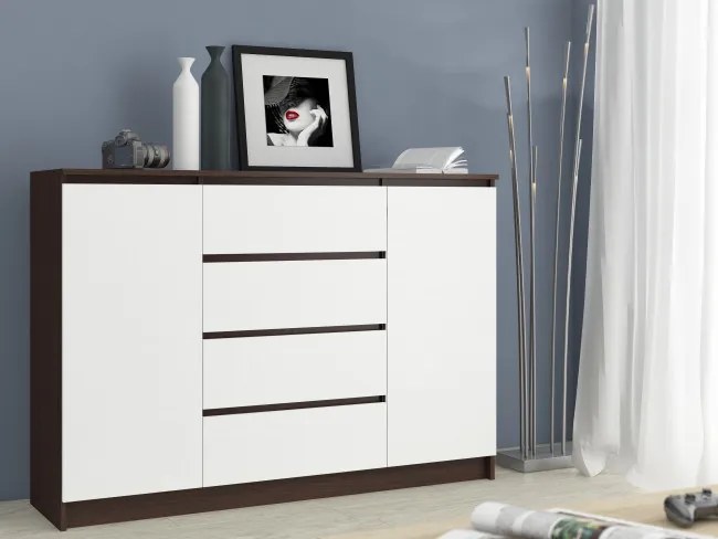Komoda K140 2D 4SZ CLP wenge / biela
