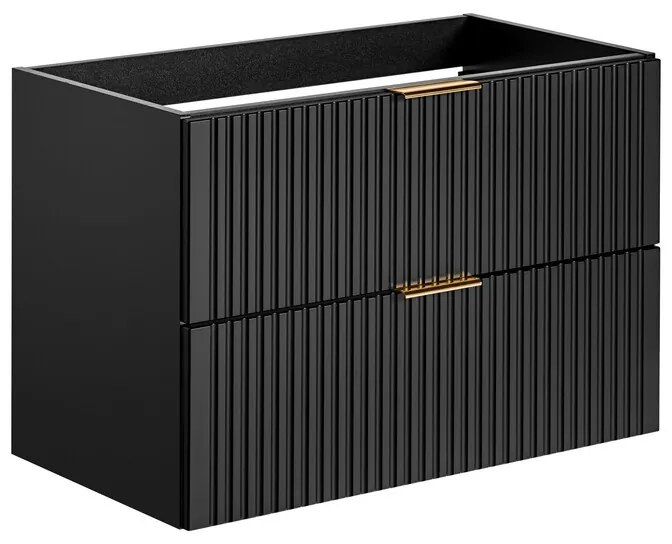 Závěsná skříňka Casad Nature Smile s deskou a umyvadly 120 cm dub wotan/černá