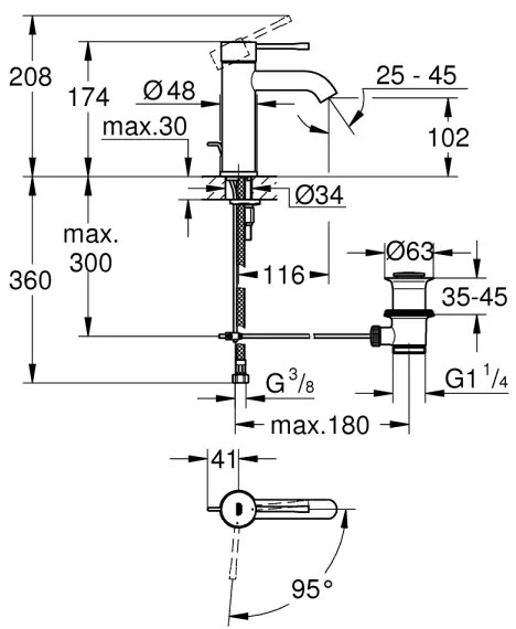 GROHE 23591001 - Umývadlová batéria ESSENCE veľkosť S lesklý chróm