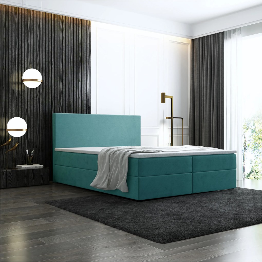 Box spring posteľ Bodie 180x200 cm tyrkysová