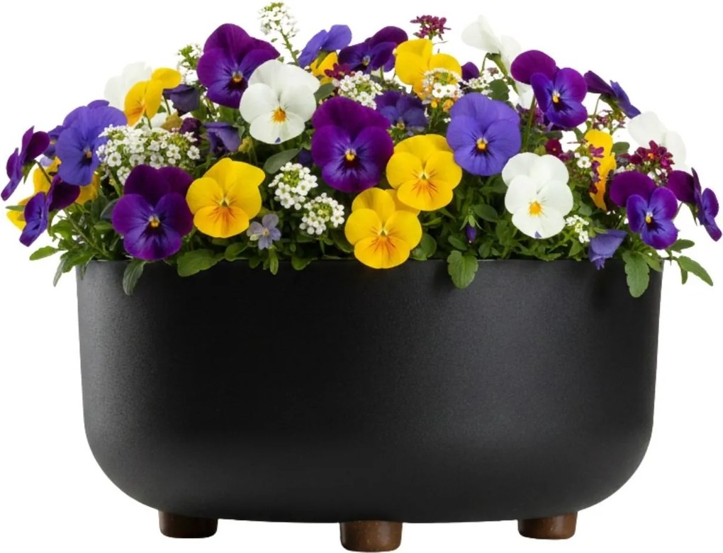 Plastový květináč na nožičkách TERRA 14,4x29,7 cm černý
