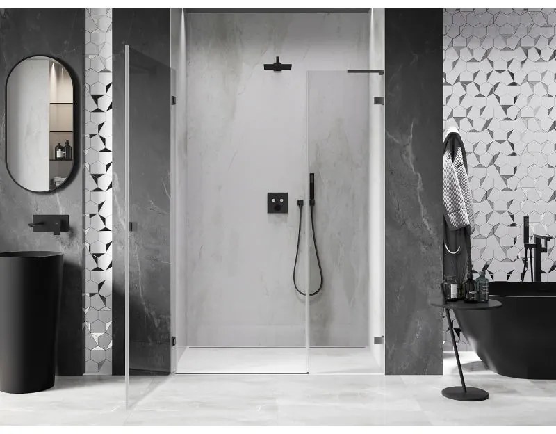 Mexen Lunar-B, L Otočné ľavé sprchové dvere 125 cm, 8mm číre sklo, grafitový profil, 832SL-125-050-95-00-L