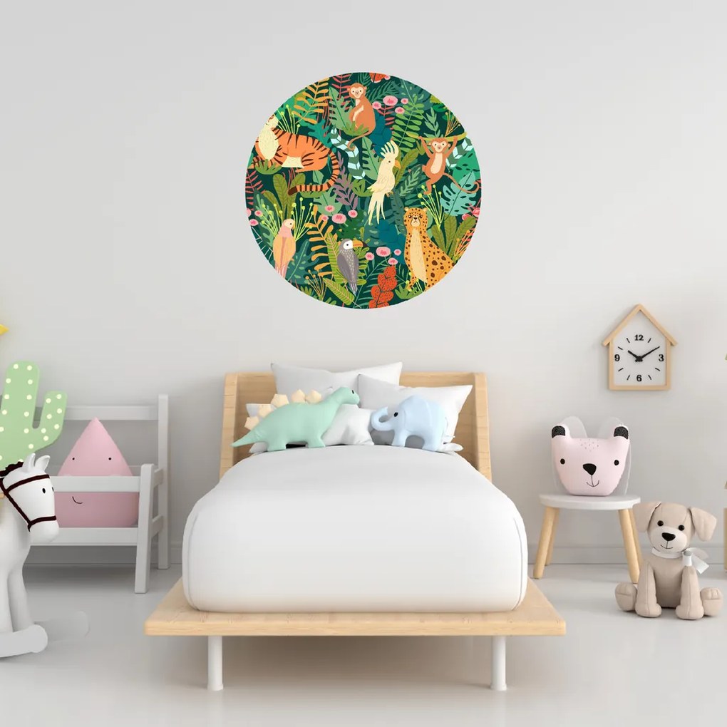 100x100cm Zvieratá z džungle - textilná nálepka na stenu Veľkosť: 60 cm