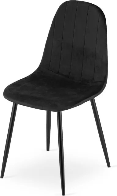 Set dvoch jedálenských stoličiek PADVA zamatové čierne / čierne nohy (2 ks)