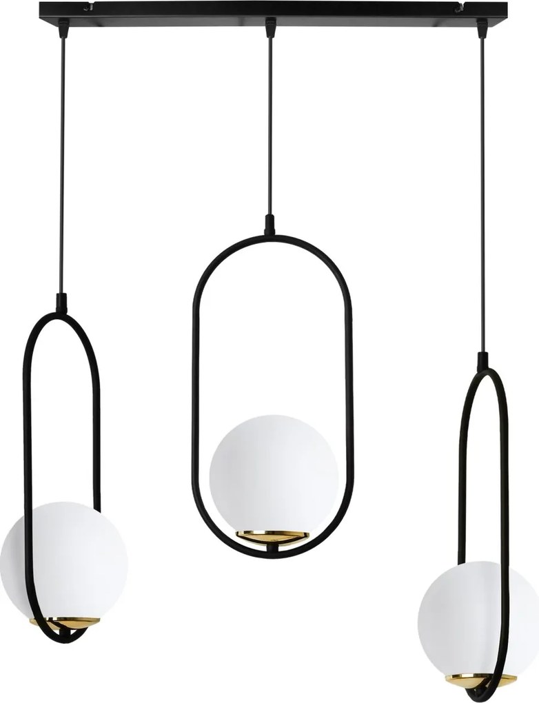 Závesné svietidlo Florence, 3x biele sklenené tienidlo, b/g, UI
