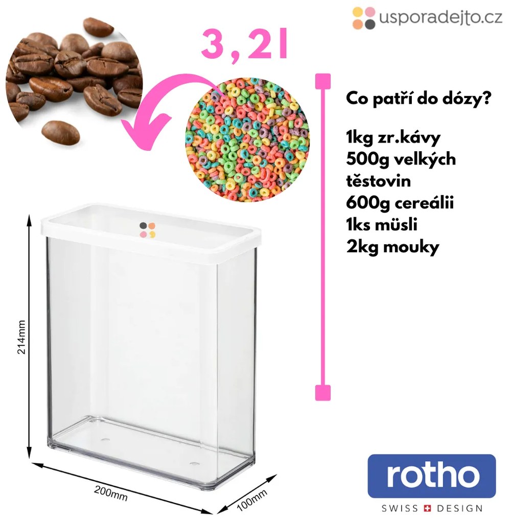 Dóza na potraviny 3,2l Rotho Loft - JUMBO, biela