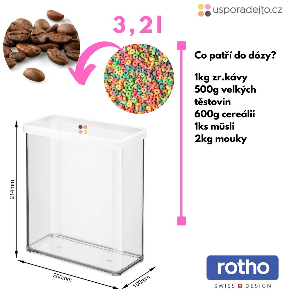 Dóza na potraviny 3,2l Rotho Loft - JUMBO, bílá