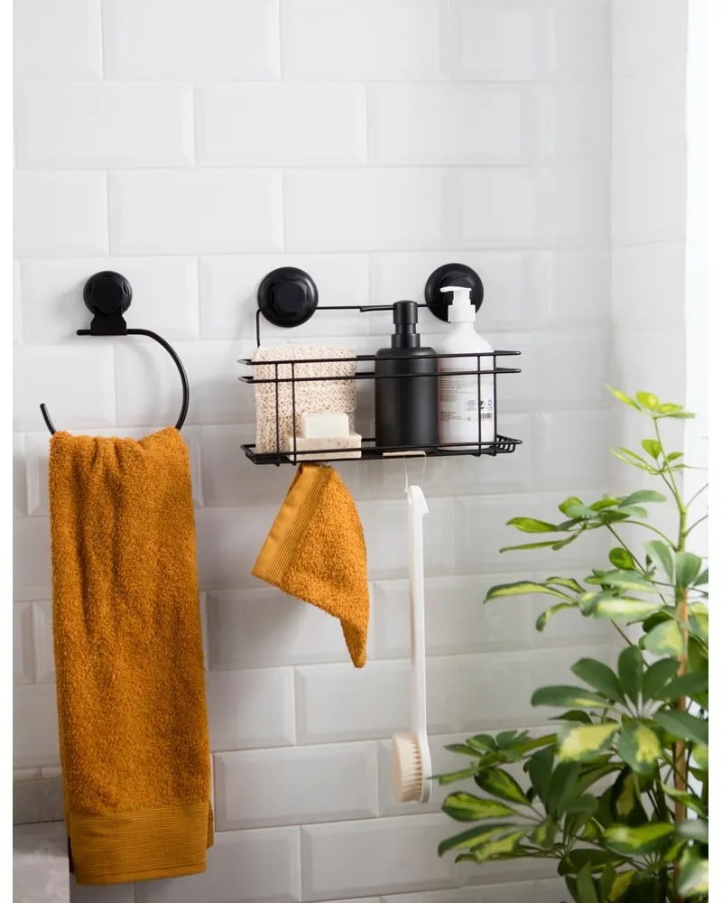 Čierny samodržiaci nástenný držiak na osušky Compactor Bestlock Black Belt And Towel Support