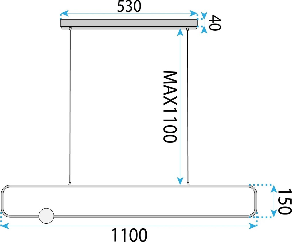 Toolight Toolight, LED závesné osvetlenie, 35W, 4000K, 1500lm, G123-CP, čierna-biela, OSW-02615