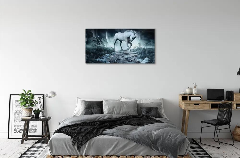 Obraz na plátne Forest Unicorn moon 140x70 cm