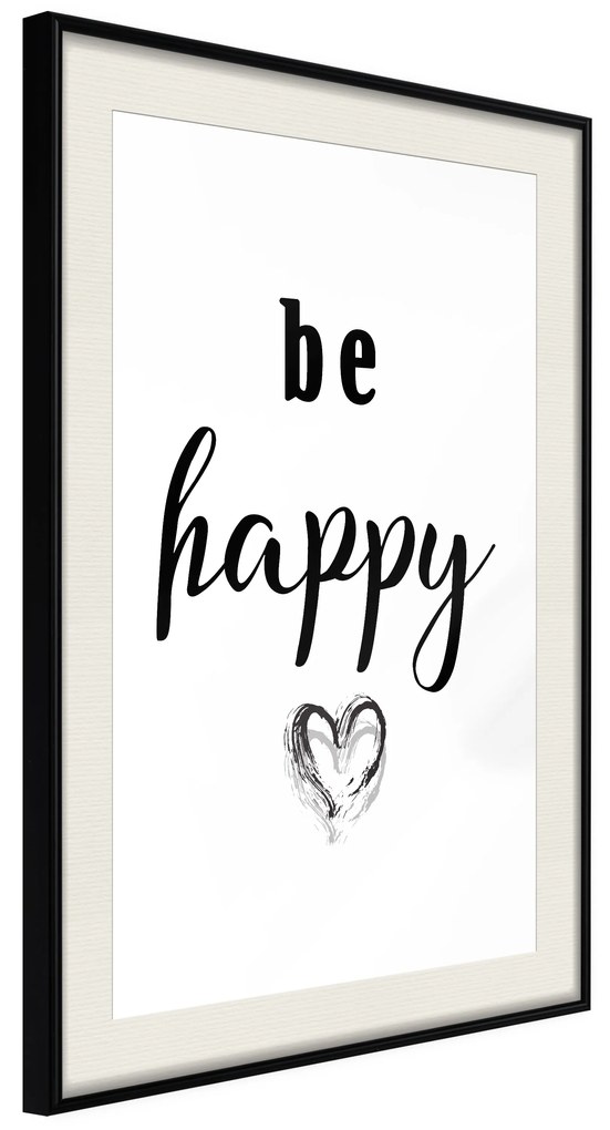 Artgeist Plagát - Be Happy [Poster] Veľkosť: 30x45, Verzia: Zlatý rám