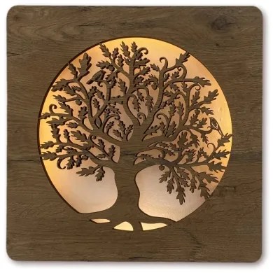 Li-Go 5275/DUB2 - LED nástenná dekorácia LED/10W/5V 20000 mAh 42x42 cm dub + DO