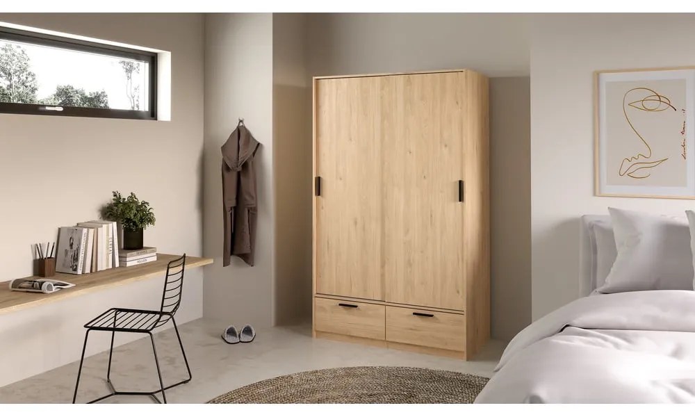 Šatníková skriňa v dekore duba s posuvnými dverami v prírodnej farbe 121x200 cm Line – Tvilum