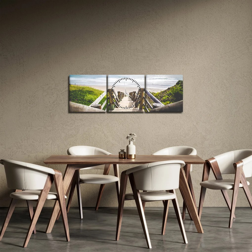 Obraz - Vstup na pláž (s hodinami) (90x30 cm)