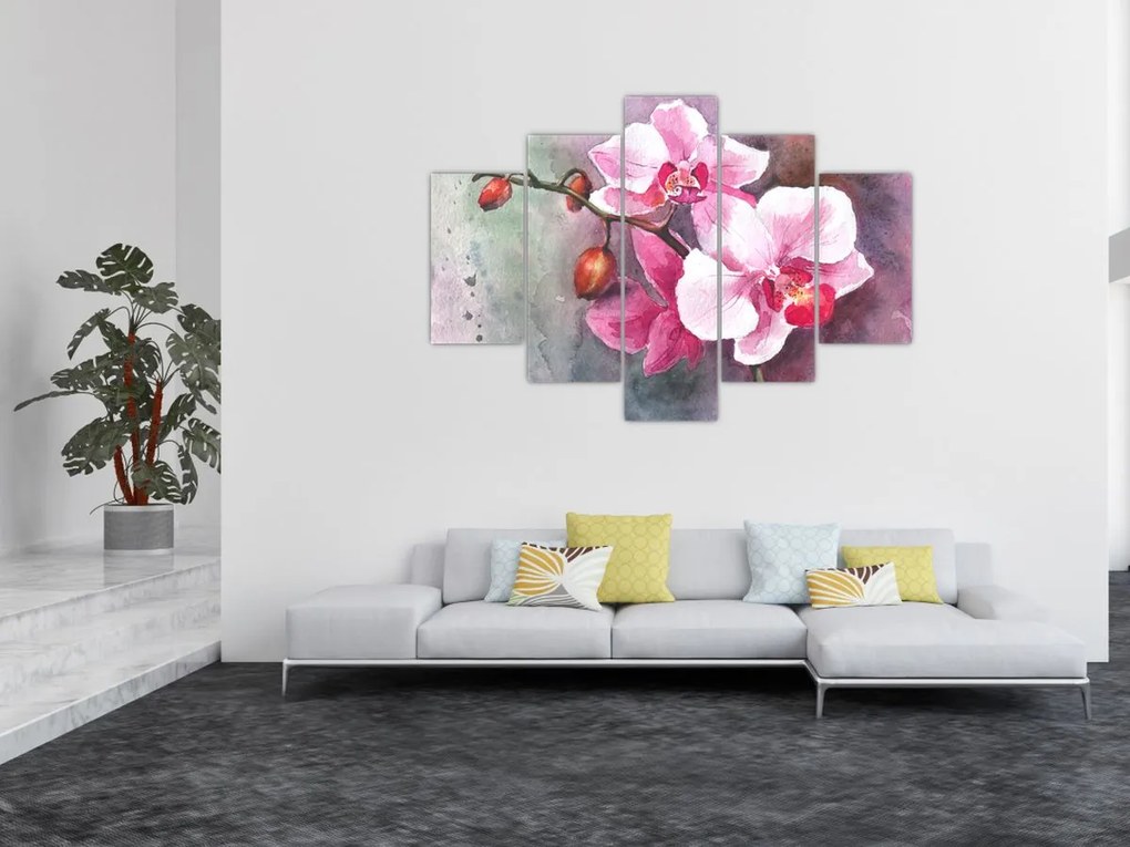 Obraz - Orchidey, aquarel (150x105 cm)
