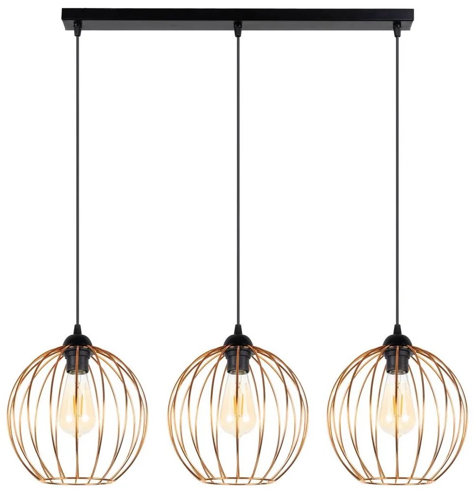 Luster na lanku MATT 3xE27/60W/230V čierna/medená
