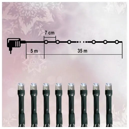 LED Vianočná vonkajšia reťaz 500xLED 35m IP44 studená biela