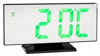 Pronett XJ3821 Multifunkčné zrkadlové hodiny s budíkom a teplomerom bielej
