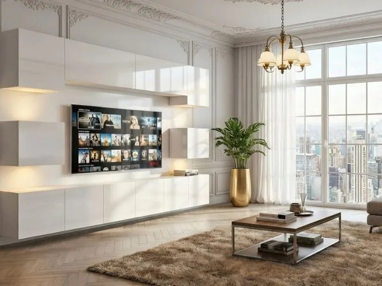 Obývacia stena Belini Premium Full Version čierny lesk + LED osvetlenie Nexum 39