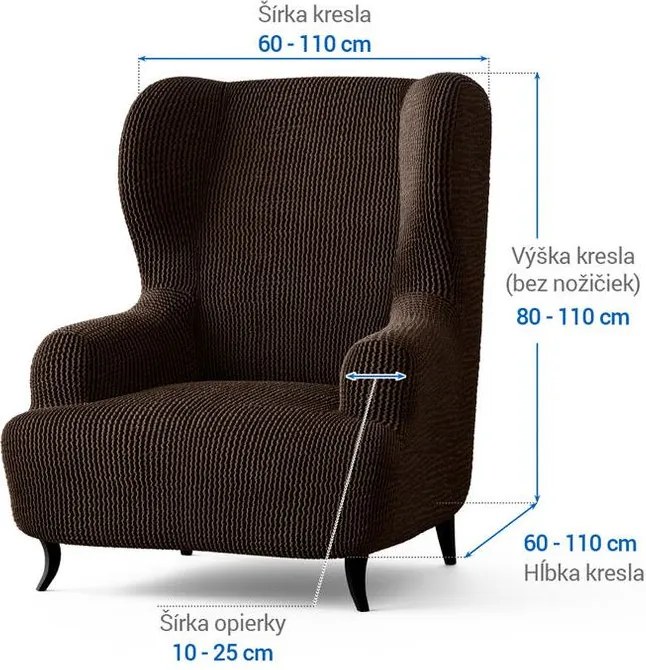 Bielastické poťahy COSTINA tabaková kreslo ušiak (š. 60 - 110 cm)