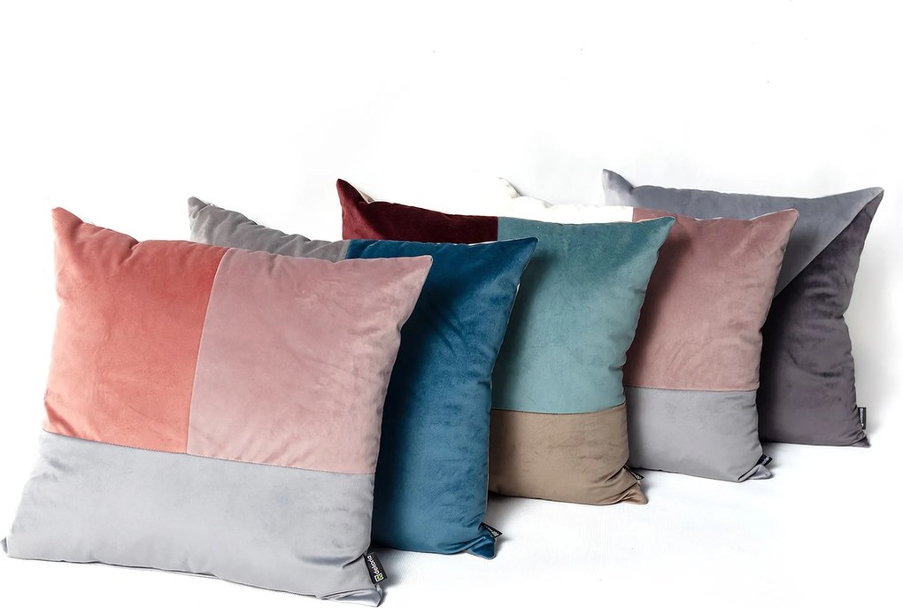 Patchwork štvorcový vankúš ružová sivá lila