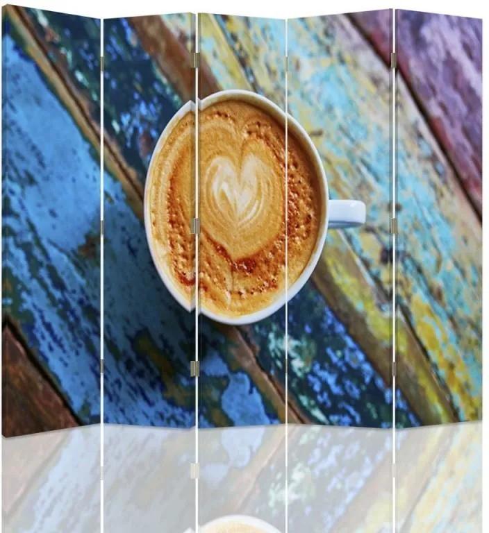 CARO Paraván - Coffee 2 | päťdielny | obojstranný 180x150 cm