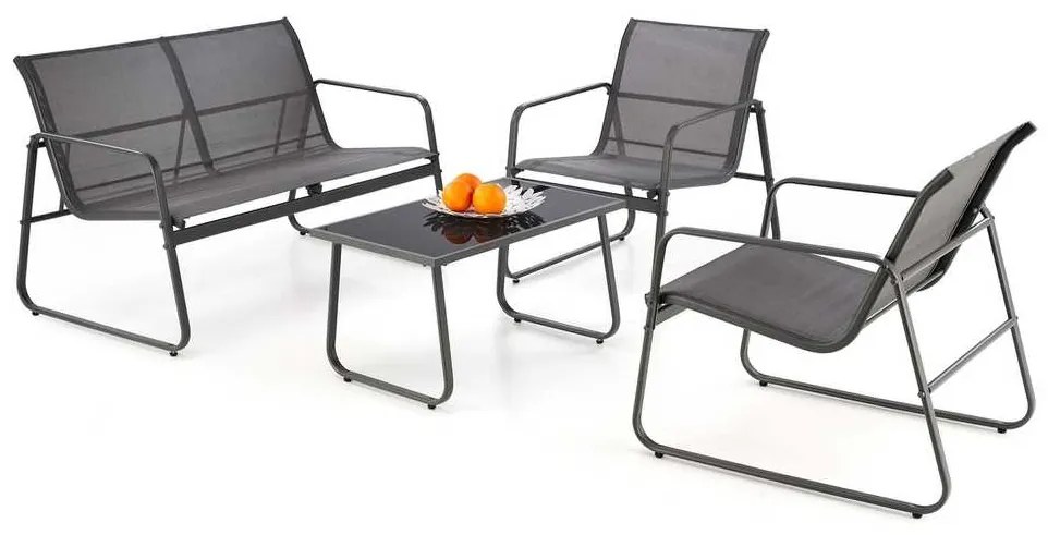 Záhradná zostava Hernan - 4 miesta, sivá
