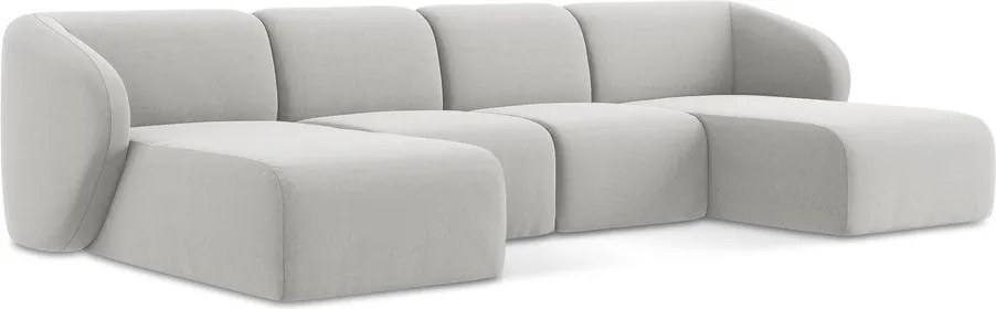 Svetlosivá zamatová rohová pohovka (do tvaru "U") Lani – Makamii