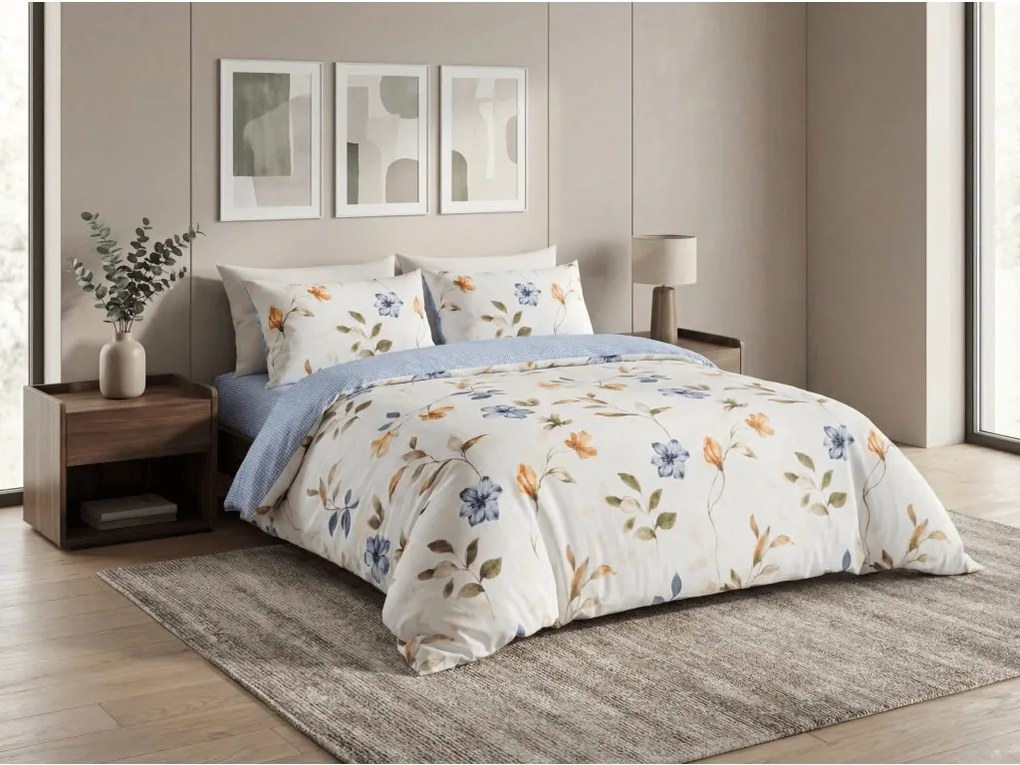 Flanelové obliečky z mikrovlákna GENTLE LEAVES krémové Rozmer obliečky: 2 ks 70 x 90 cm | 200 x 220 cm