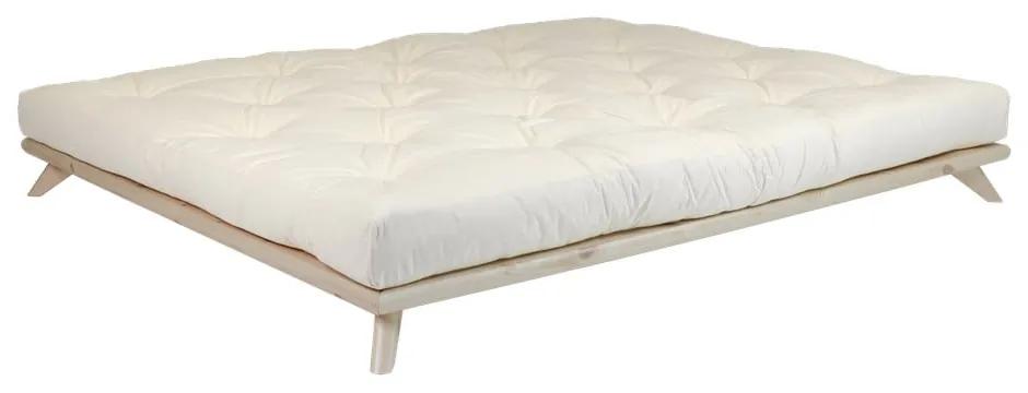 Dvojlôžková posteľ z borovicového dreva s matracom Karup Design Senza Double Latex Natural Clear/Natural, 140 × 200 cm