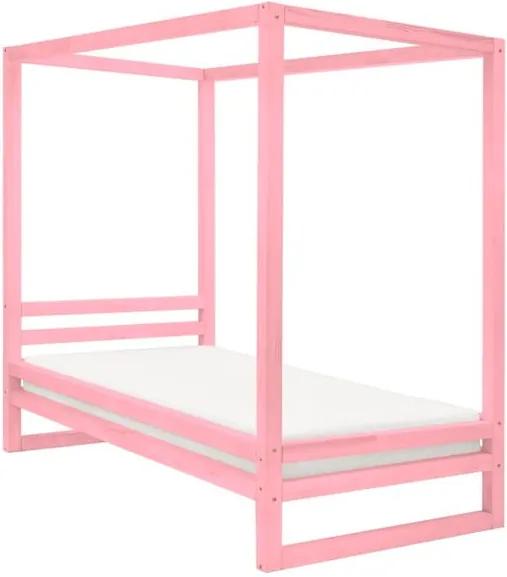 Ružová drevená jednolôžková posteľ Benlemi Baldee, 200 × 90 cm