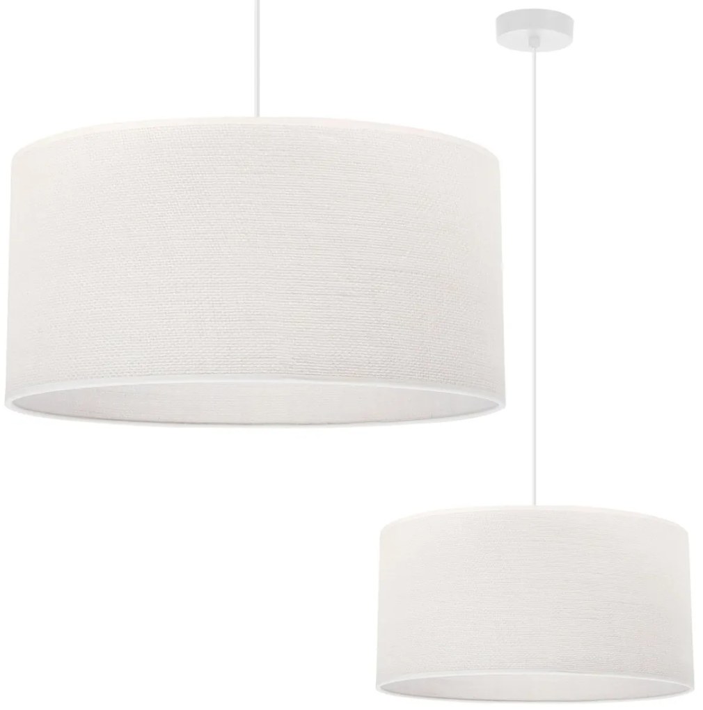 Závesné svietidlo Juta, 1x biele jutové tienidlo, (fi 35cm), w