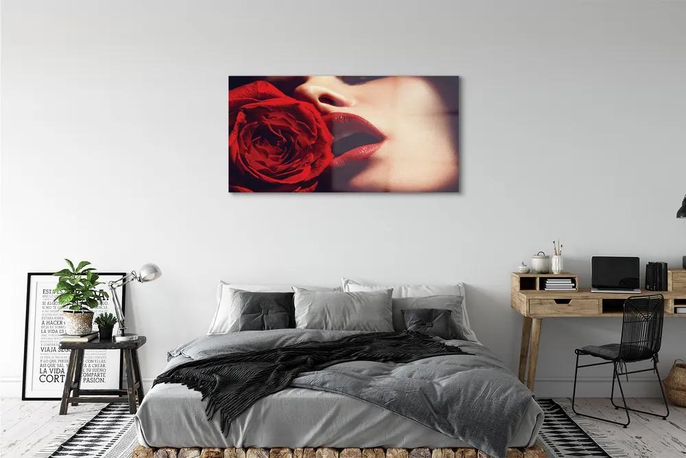 Obraz plexi Rose žena v ústach 125x50 cm