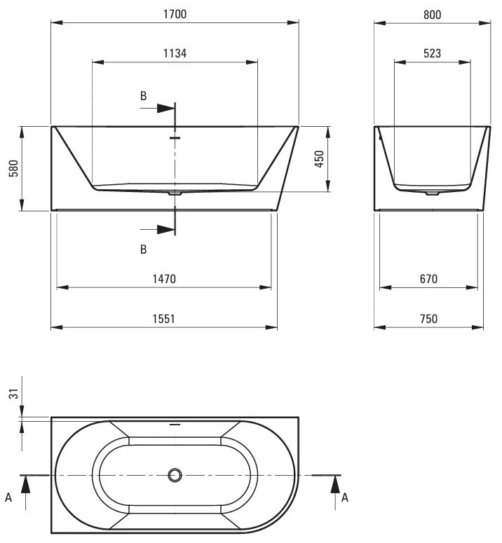 Deante Silia, voľne stojaca rohová vaňa 170x80 cm, ľavá, biela lesklá, DEA-KDS_017L
