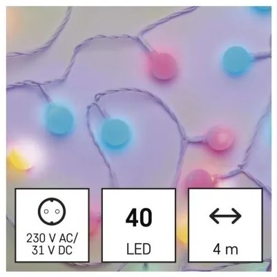 Světelný LED řetěz Cherry s časovačem 4 m barevné