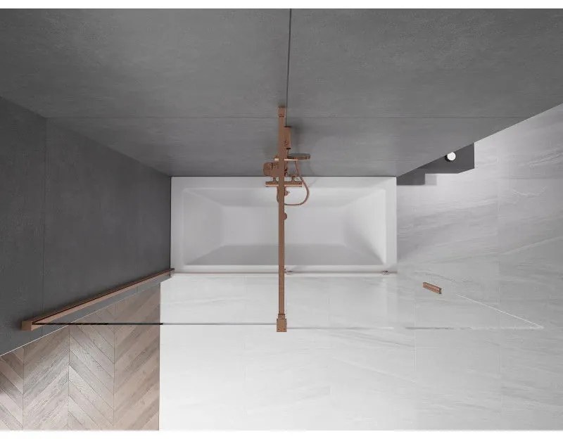 Mexen Velar, 2-krídlová posuvná vaňová zástena 180 x 150 cm, 8mm číre sklo, medená matná, 896-180-000-01-65