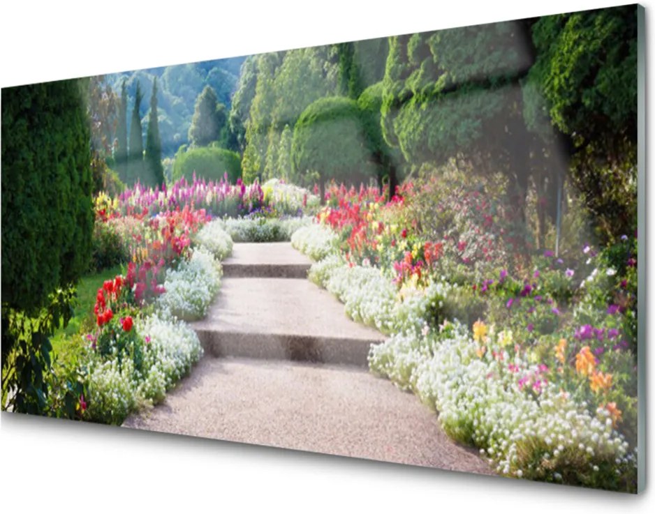 Obraz plexi Park kvety schody záhrada