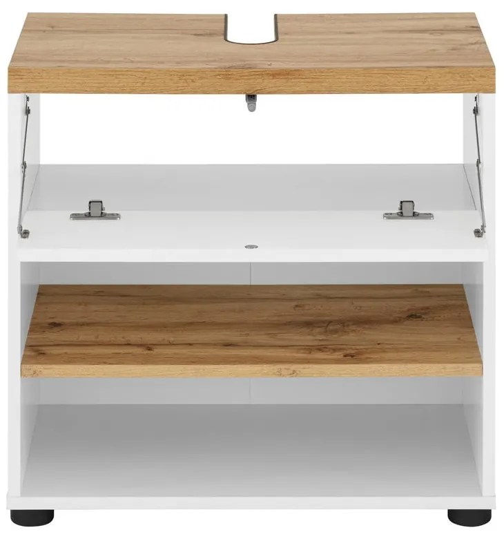 Biela skrinka pod umývadlo v dekore duba 60x57 cm Thessa – Støraa