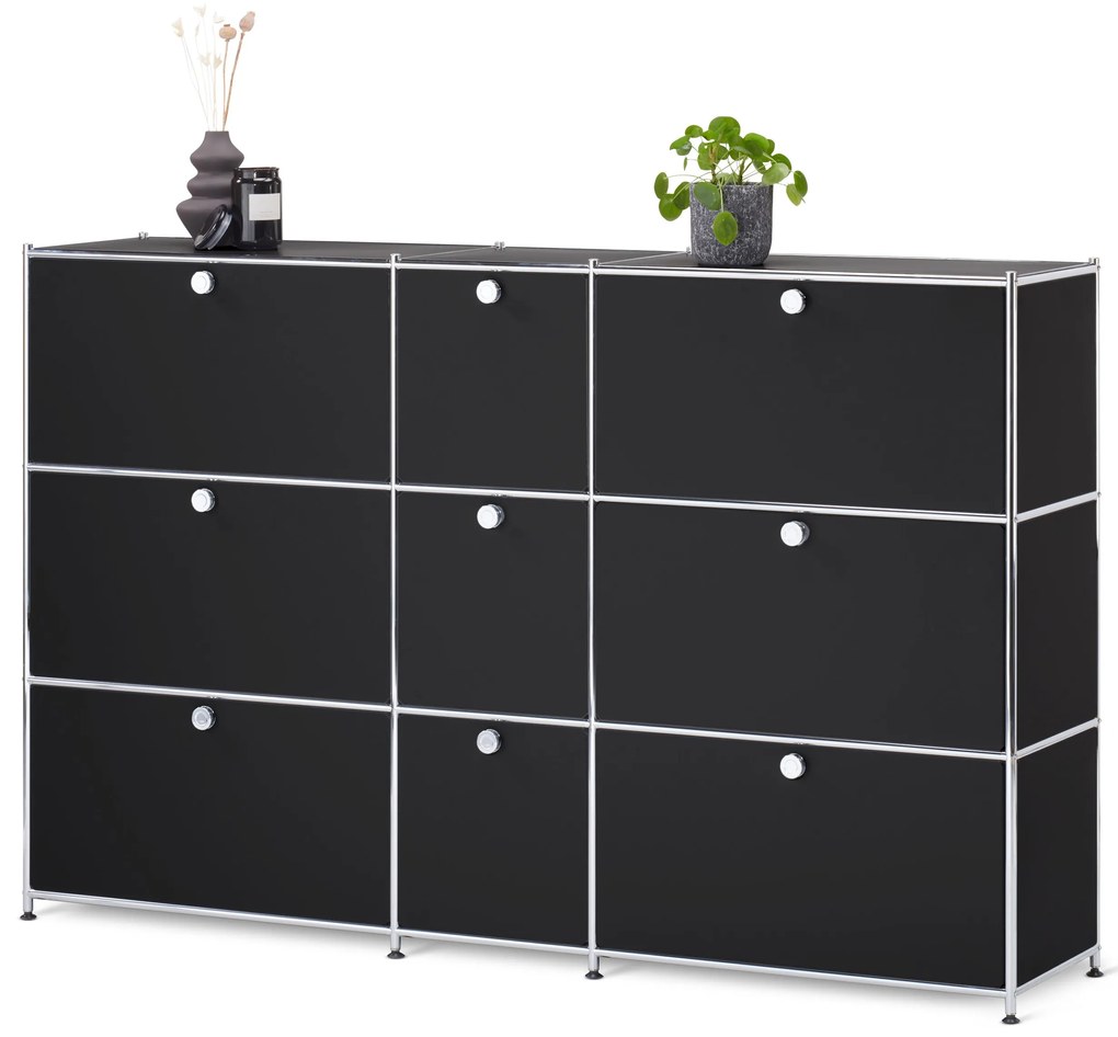 Komoda »CN3« s 9 výklopnými dvierkami, čierna