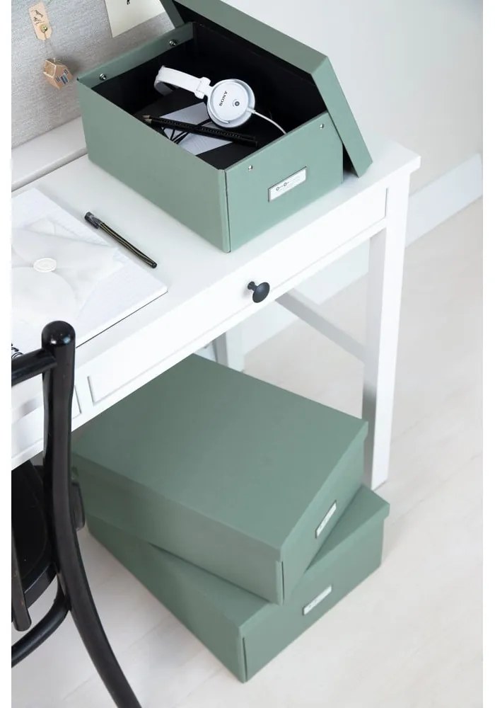 Kartónový úložný box zelenomodrý s vekom 34,5x45x18,5 cm Katrin Canvas Paper Laminate – Bigso