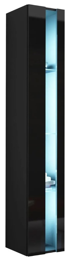 Vitrína 180 Zigo New, Osvetlenie: osvetlenie LED biele, Farby: biela / biely lesk