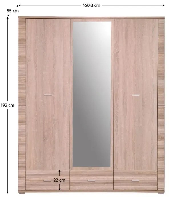 Kondela Skriňa GRAND typ 2, dub sonoma, so zrkadlom